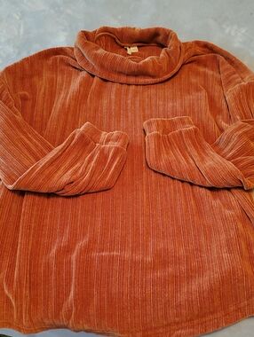 Cato Ribbed Velvet Turtleneck Sweater - Rust